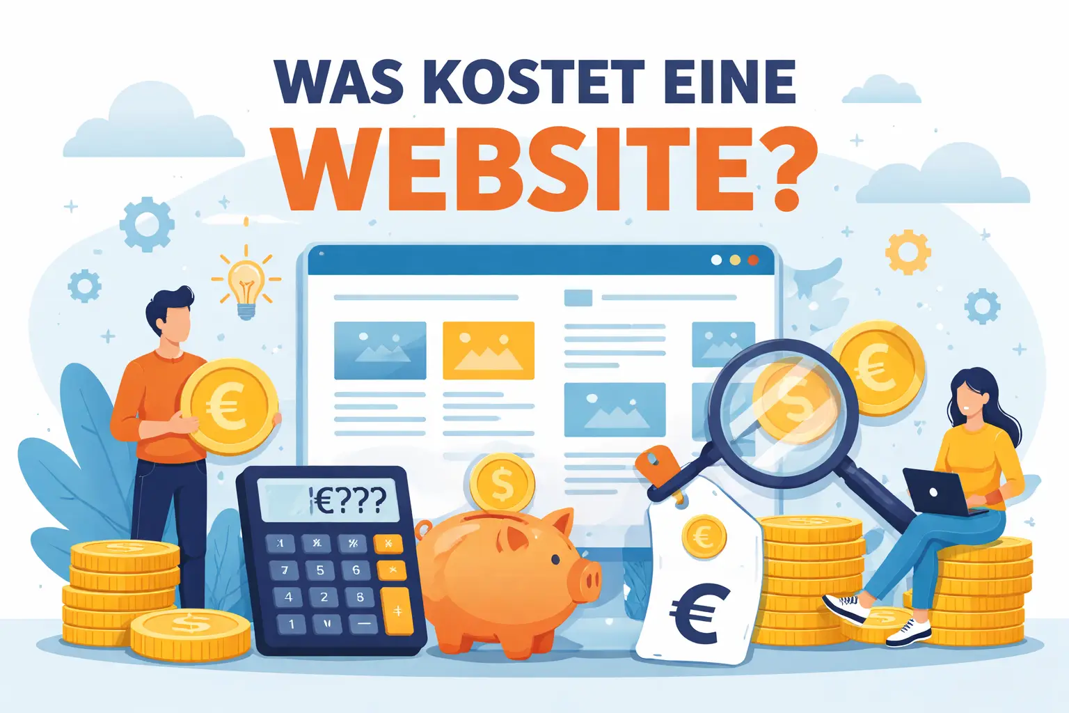 Flat Illustration: Website-Kosten, Umfang und Budgetplanung