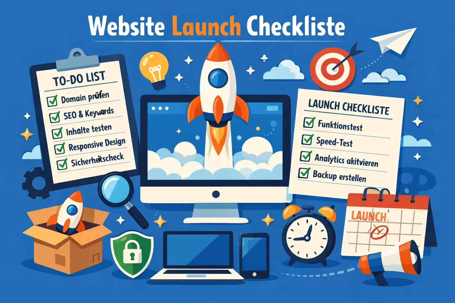 Checkliste auf Papier neben Laptop