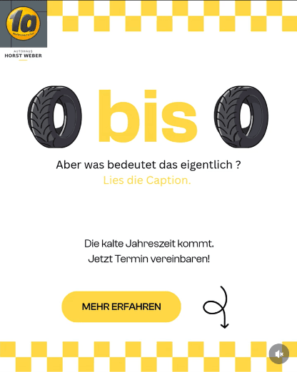 Instagram-Beitrag „O bis O“ zum Reifenwechsel von 1a Autohaus Horst Weber