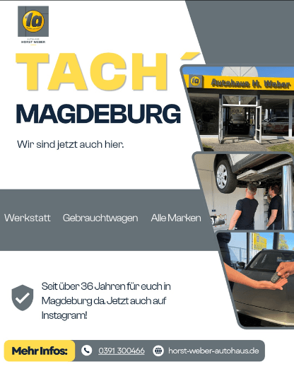 Instagram-Beitrag „Tach Magdeburg – Wir sind jetzt auch hier“ von 1a Autohaus Horst Weber