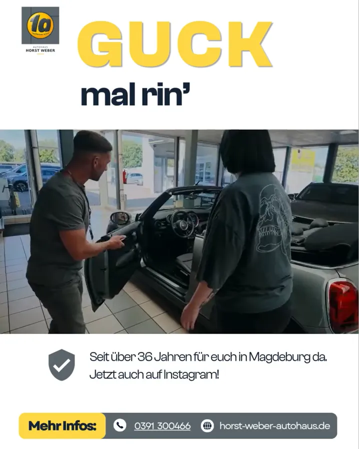 Instagram-Beitrag „Guck mal rin'“ mit Szene aus dem Unternehmensvideo von 1a Autohaus Horst Weber